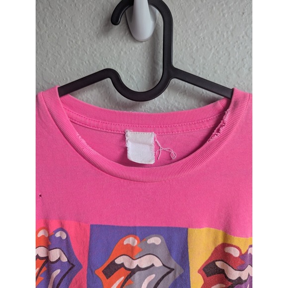 Madeworn tee size XS Rolling Stones '89 multi tongue hot pink‎ distressed RARE - Picture 6 of 9
